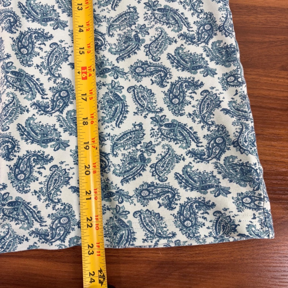 Lands End Womens XL Blue Paisley Mock Neck Long Sleeve 100% Cotton Top Casual - Picture 10 of 11
